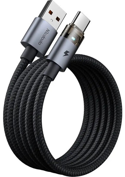 Usb-A To Type-C 1,2 M Şeffaf Kablo Şarj Işıklı