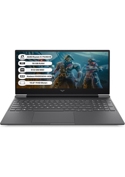 Victus 15-FB2028NT A44MJEA R5-7535HS 16 GB 512 GB SSD RX6550M 15.6\" Dos Dizüstü Bilgisayar