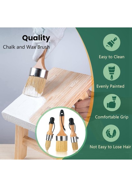 3 Paket Tebeşir Boya Fırçası, Balmumu Boya Fırçası, Ahşap Için Tebeşir Boya Fırçaları (Yurt Dışından) fiyatları