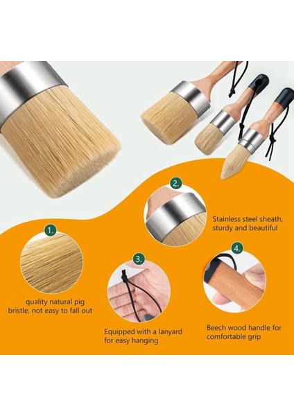 3 Paket Tebeşir Boya Fırçası, Balmumu Boya Fırçası, Ahşap Için Tebeşir Boya Fırçaları (Yurt Dışından) modelleri