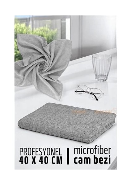 Çift Yüzeyli Profesyonel Microfiber Cam Bezi - Yüksek Kalite Temizlik Bezi 40 x 40 cm fiyatları