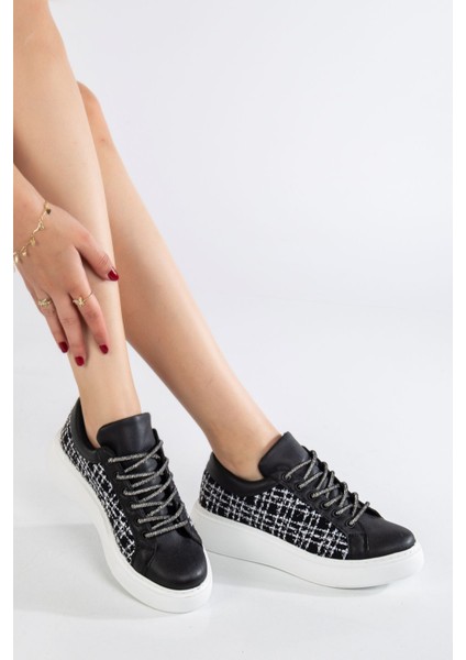 Kadın Simli Bağcıklı Günlük Spor Sneaker Ayakkabı