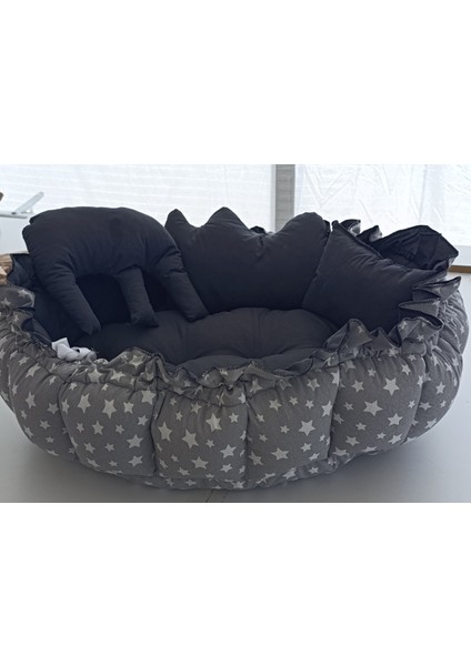 Babynest Küçük Griyıldız Yuvarlak Uyku ve Oyun Minderi (GRİ)