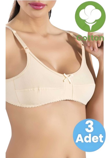 Kadın 3'lü Kurdele Detaylı Pamuklu Penye Sütyen indirimleri