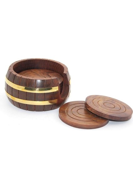 Pirinç Yuvarlak Ahşap Bardak Altı W431