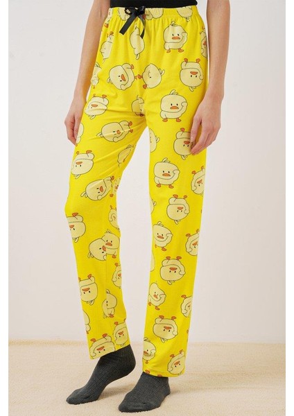 4323 Desenli Pijama Altı - Sarı