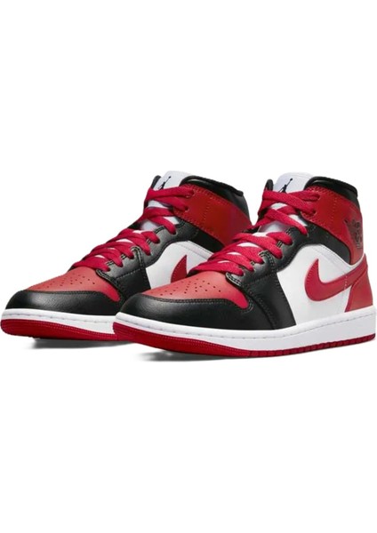 Air Jordan 1 Mid Leather Sneaker Hakiki Deri Bilekli Günlük Spor Ayakkabı Kırmızı Beyaz modelleri