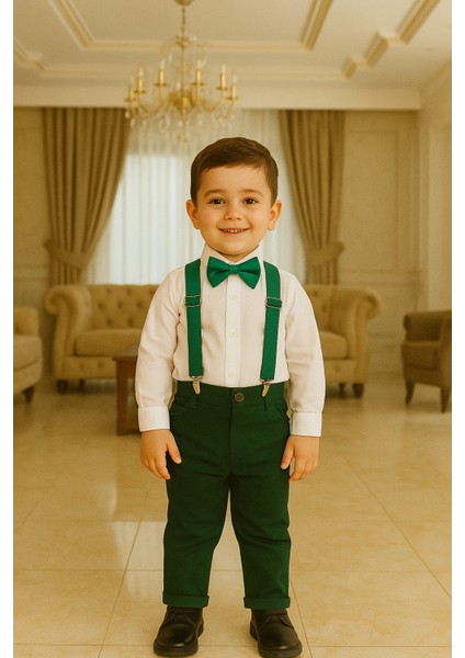 Erkek Bebek / Çocuk Papyon ve Pantolon Askısı Seti 0-6 Yaş Erkek Çocuk Şık Kombin ( 14 Renk )