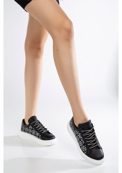 Kadın Simli Bağcıklı Günlük Spor Sneaker Ayakkabı