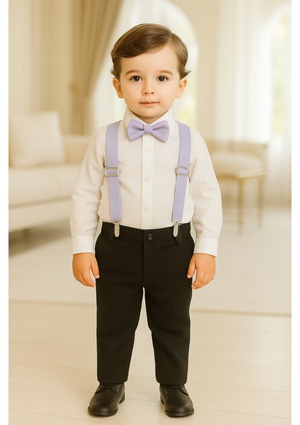 Erkek Bebek / Çocuk Papyon ve Pantolon Askısı Seti 0-6 Yaş Erkek Çocuk Şık Kombin ( 14 Renk )