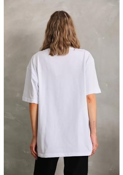 Unisex Bisiklet Yaka 20/1 Düz Oversize T-Shirt - Beyaz indirimleri