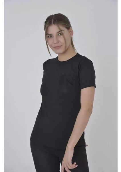 File Cepli Slim Fit T-Shirt - Siyah modelleri