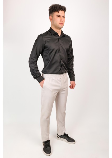 Erkek Regular Fit Normal Kesim Chino Jogger Lastikli Düz Paça Pantolon