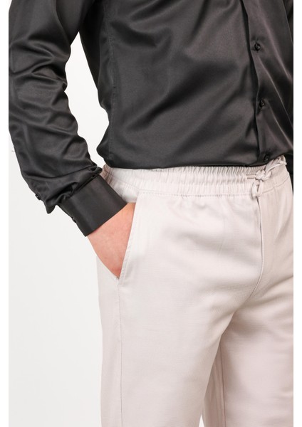 Erkek Regular Fit Normal Kesim Chino Jogger Lastikli Düz Paça Pantolon