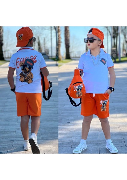 Ayıcık Desenli Polo T-Shirt Çanta Şapka Kombin fiyatları