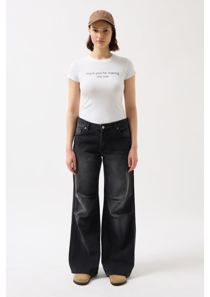 Baskılı Likralı Crop T-Shirt modelleri