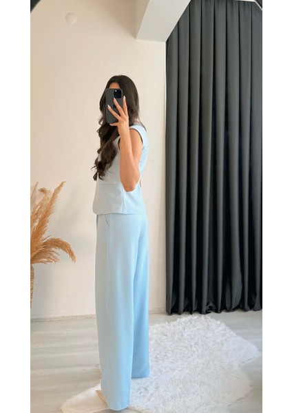 Beauty Beli Düğmeli Kumaş Pantalon Mavi fırsatları