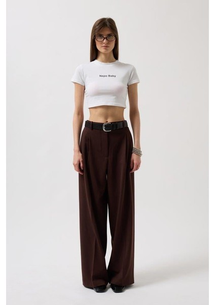 Nepo Baskılı Crop T-Shirt