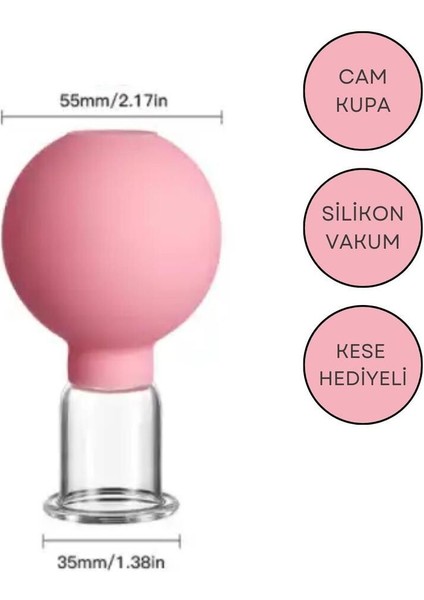 Pembe Silikon Vakumlu Yüz ve Boyun Masaj Kupası No:3