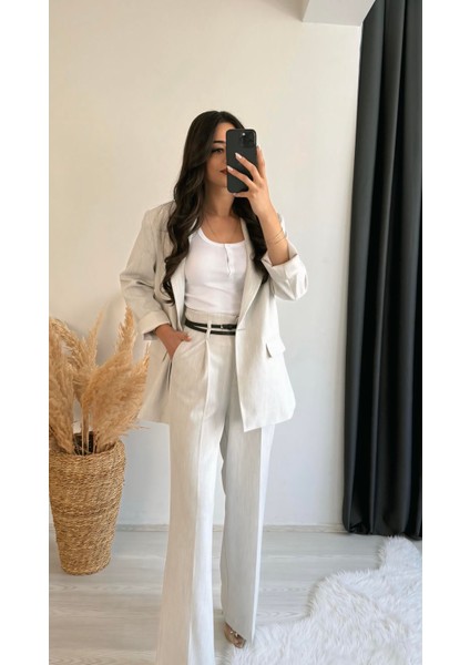 Olvera Premium Seri Çift Kemerli Düğme Pantalon Gri