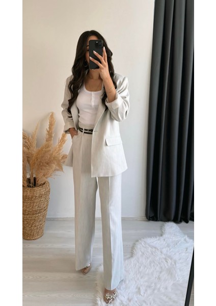 Olvera Premium Seri Çift Kemerli Düğme Pantalon Gri