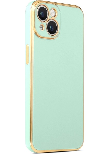 Uyumlu iPhone 14 Birinci Sınıf Tpu Kapak, Kenarları Altın Rengi Lüx Kaplamadır.