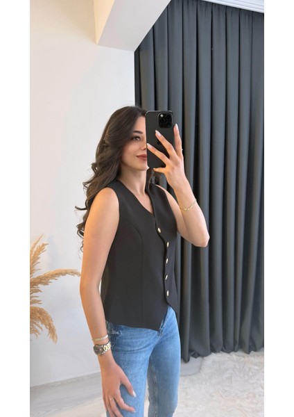 Balena Premium Seri Gold Düğmeli Yelek Siyah modelleri