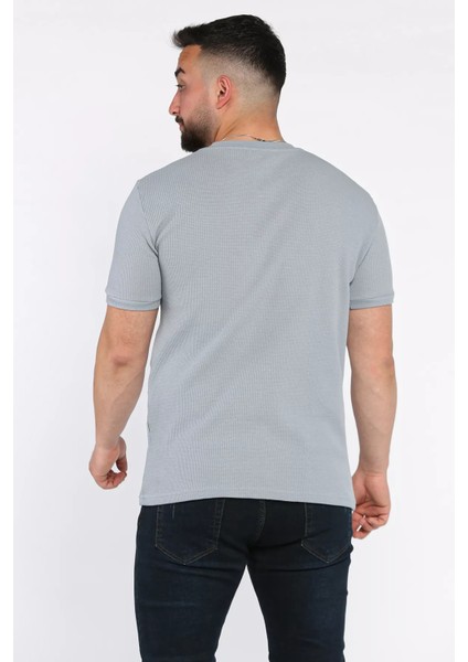 Bisiklet Yaka Kendinden Desenli Erkek Tişört P-00017397 modelleri