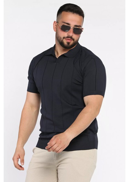 Erkek Polo Yaka Kendinden Çizgi Desenli Tişört P-00017365 fiyatları