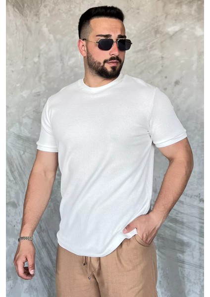 Bisiklet Yaka Kendinden Desenli Erkek Tişört P-00017397 fiyatları
