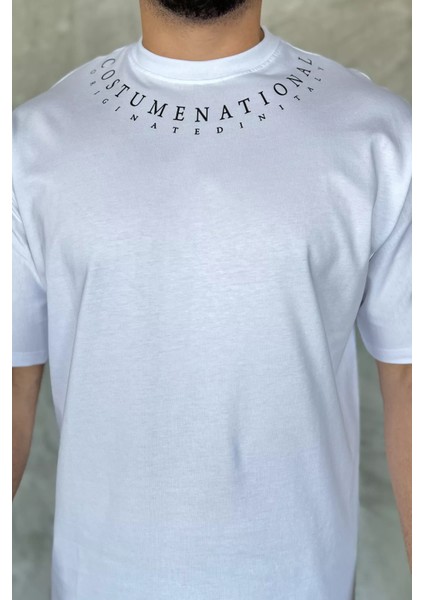 Erkek Yaka Baskılı Oversize Tişört P-00017399 modelleri