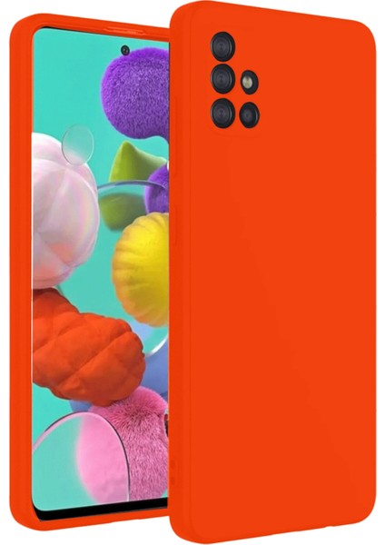 Samsung Galaxy A31 Kılıf Nano Içi Kadife Silikon - Turuncu Svlrs