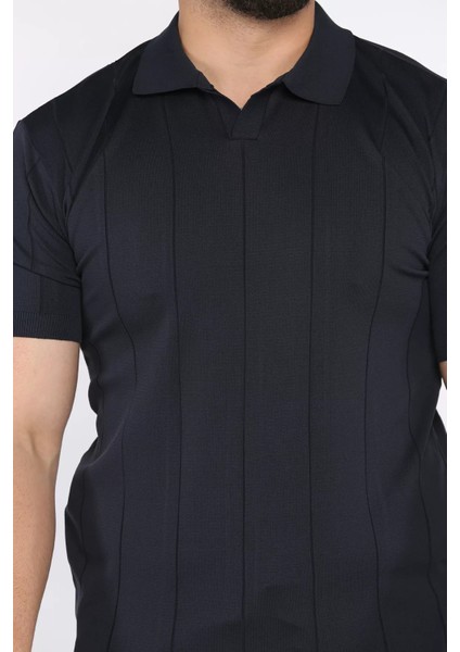 Erkek Polo Yaka Kendinden Çizgi Desenli Tişört P-00017365 fırsatları