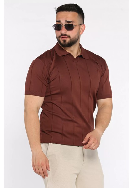 Erkek Polo Yaka Kendinden Çizgi Desenli Tişört P-00017365 fiyatları