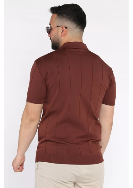 Erkek Polo Yaka Kendinden Çizgi Desenli Tişört P-00017365 modelleri