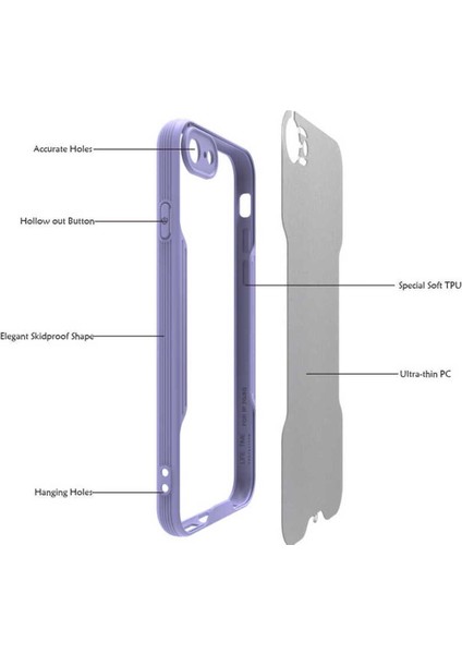Apple iPhone Se 2020 Uyumlu Kılıf 0,2mm Ultra Ince Kamera Lensi Korumalı