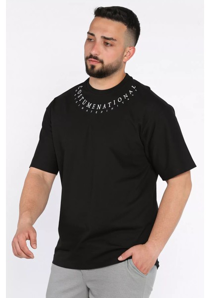 Erkek Yaka Baskılı Oversize Tişört P-00017399 modelleri