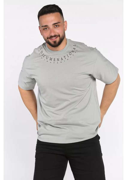 Erkek Yaka Baskılı Oversize Tişört P-00017399 fiyatları