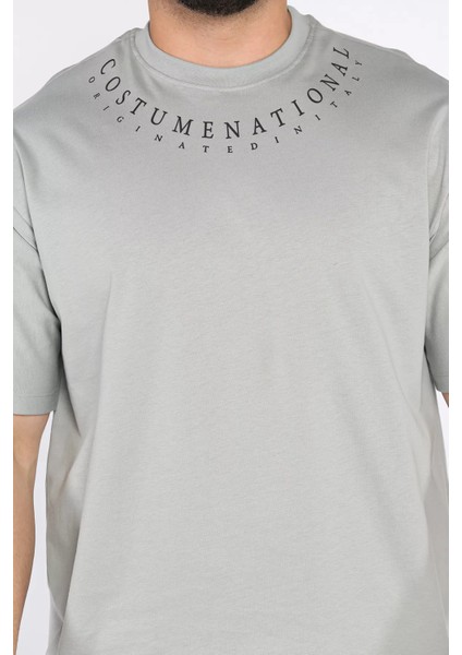 Erkek Yaka Baskılı Oversize Tişört P-00017399 fırsatları