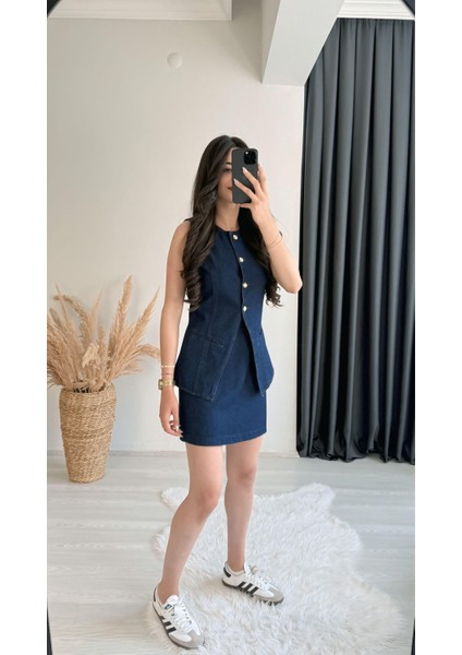 Enrico Gold Düğmeli Belden Oturtmalı Yelek fırsatları