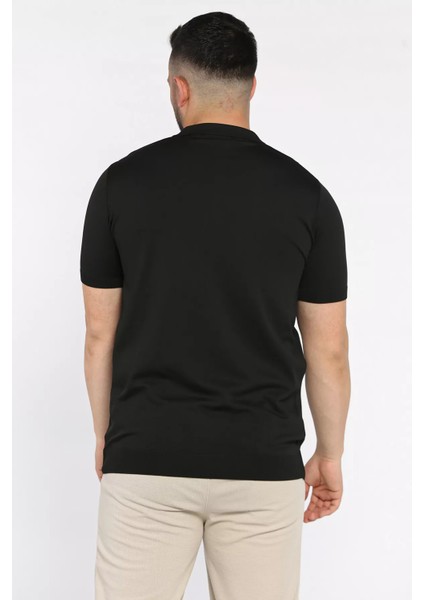 Erkek Polo Yaka Yarım Fermuarlı Kendinden Desenli Tişört P-00017366 modelleri
