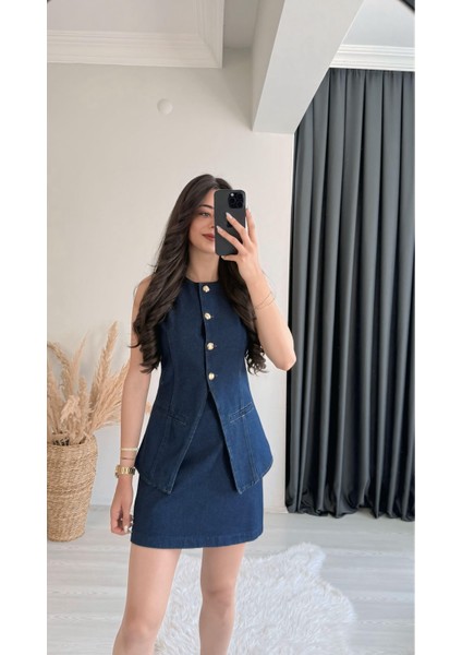 Enrico Gold Düğmeli Belden Oturtmalı Yelek indirimleri