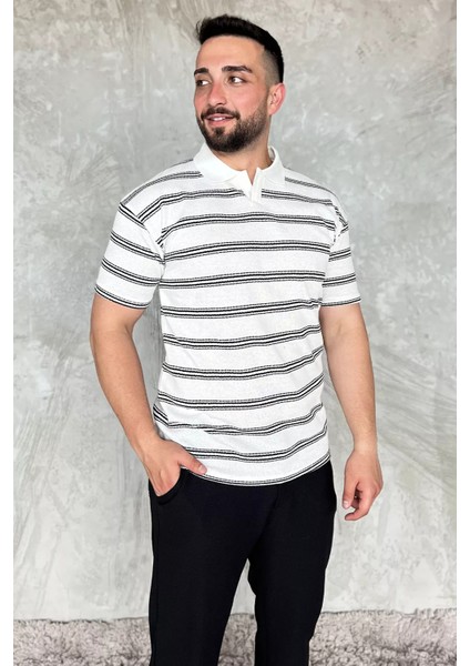 Polo Yaka Çizgili Erkek Tişört P-00017653