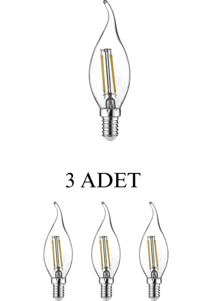 Horoz 001-014-0004 LED Filament Ampul 4W E14 Duy Beyaz Işık - 3’lü Paket