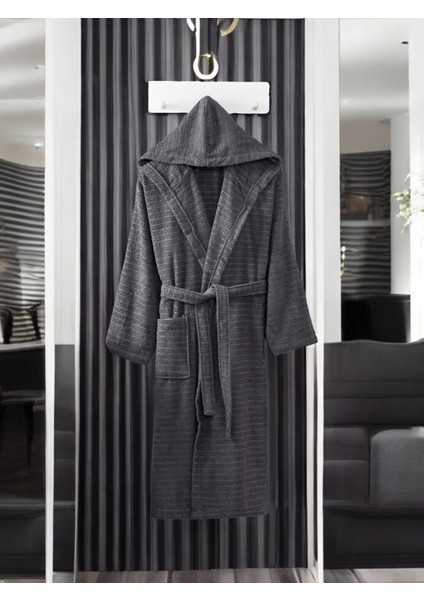 Mira Antrasit Kapüşonlu Bornoz