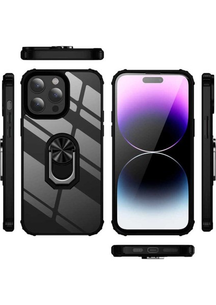 Apple iPhone 14 Pro Kılıf Anti-Shock Darbe Önleyici Renkli Kenarlar, Metal Yüzüklü Kılıf modelleri