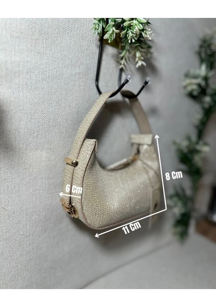Simli Işıltılı Ayarlanabilir Saplı Mini Abiye Çanta