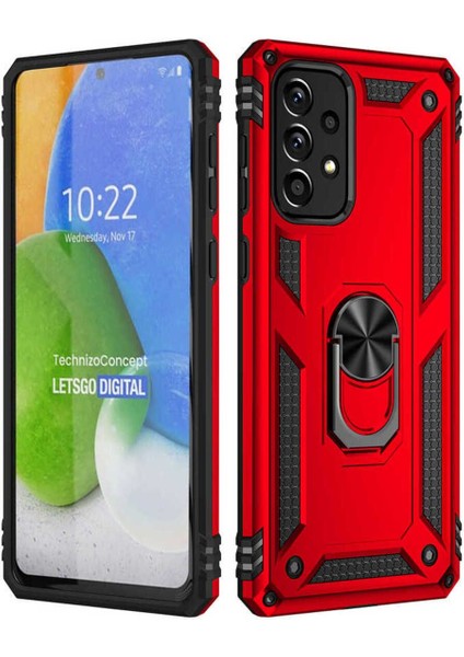 Samsung Galaxy A73 Kılıf Çift Katmanlı Polikarbon Koruma ve Manyetik Tutucu Stand Yüzük indirimleri