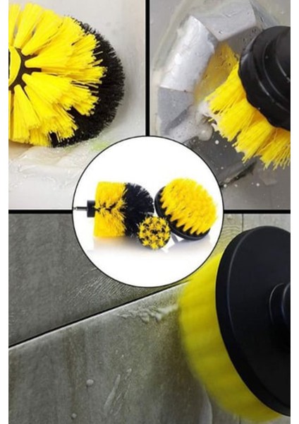 Matkap Ucuna Takılan 3'lü Fırça Temizlik Seti Jant Temizleme Fırçası