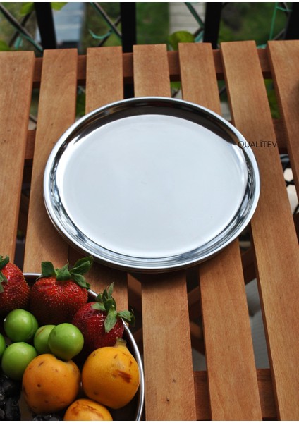 2 Adet Paslanmaz Çelik 20 cm Sunum Tabağı Yuvarlak Gümüş Renk Servis Tabak fiyatları